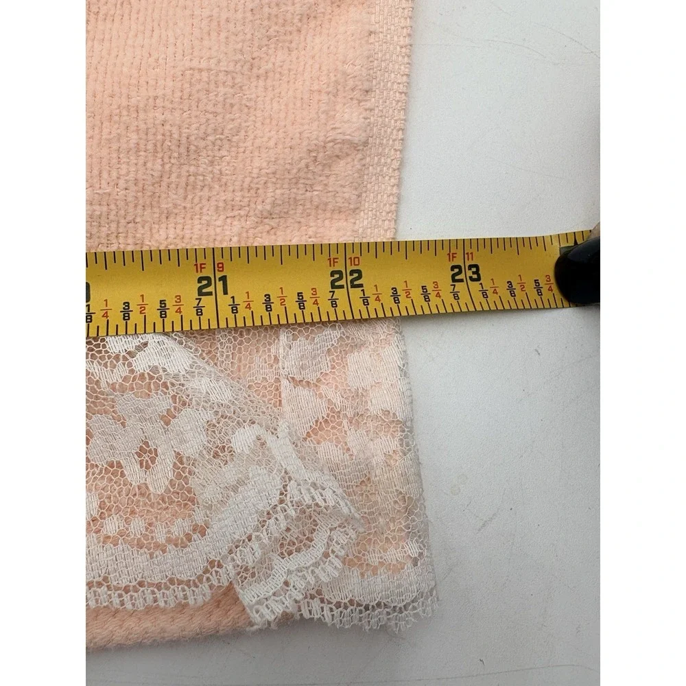 Vintage Pink‎ Bath Towel Lace Trim Floral Embroidered Cottage Granny USA 23x44